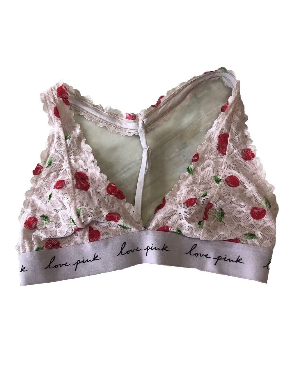 Victoria's Secret Pink Print Cherries Bralette Halter Size S Small Valentines